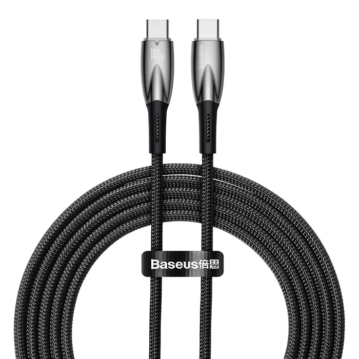 [PO ZWROCIE] Baseus Glimmer Series kabel do szybkiego ładowania USB-C 480Mb/s PD 100W 2m czarny