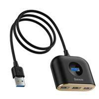 Baseus Square round 4 in 1 USB HUB Adapter(USB3.0 TO USB3.0*1+USB2.0*3) 1m Black (CAHUB-AY01)