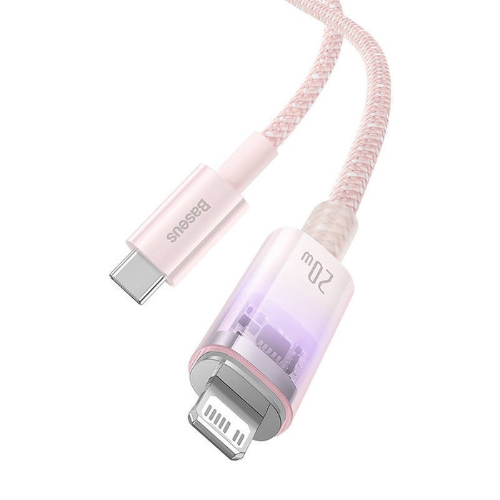 Kabel szybko ładujący Baseus USB-C do Lightning Explorer Series 1m, 20W (różowy)