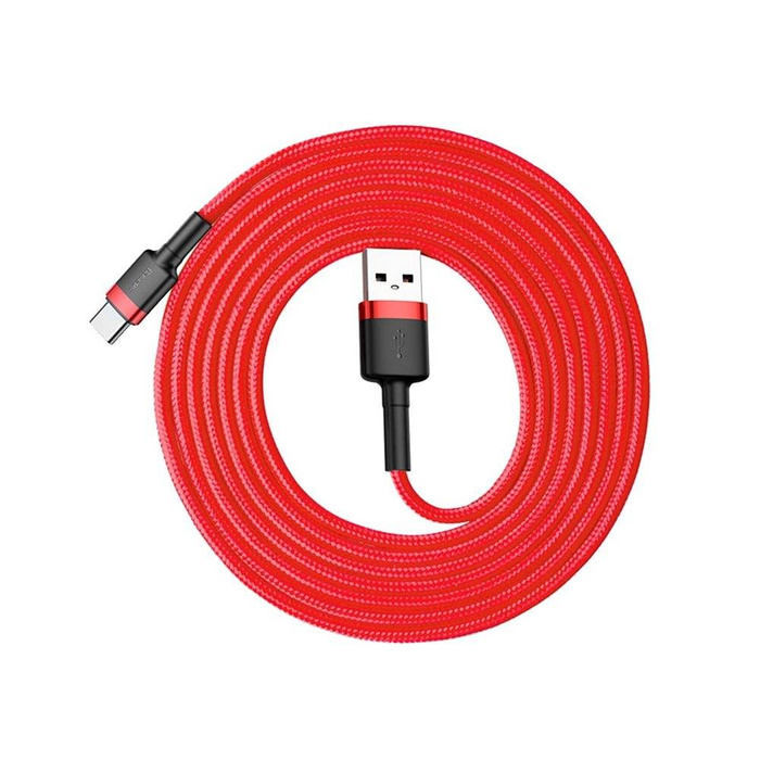 [PO ZWROCIE] Baseus Cafule Cable wytrzymały nylonowy kabel przewód USB / USB-C QC3.0 2A 2M czerwony (CATKLF-C09)