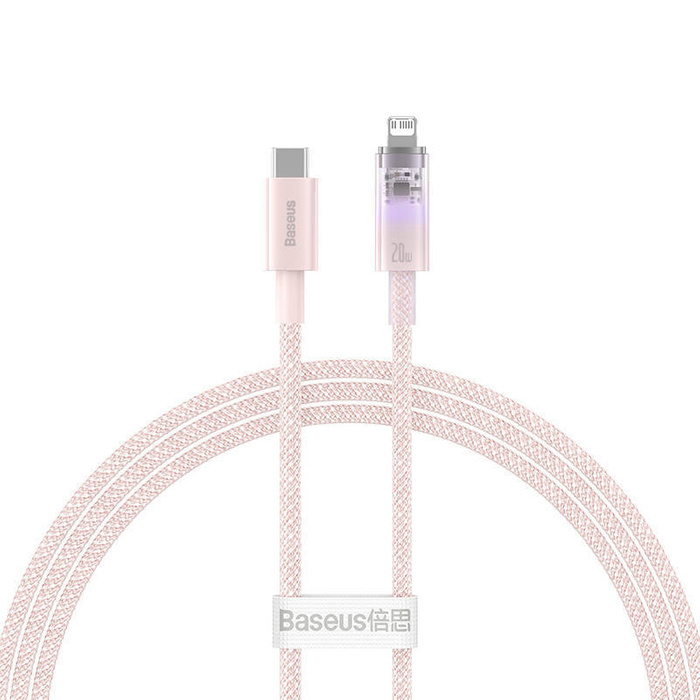 Kabel szybko ładujący Baseus USB-C do Lightning Explorer Series 1m, 20W (różowy)