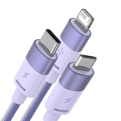 Baseus StarSpeed kabel 3w1 USB-A - Micro-USB / Lightning / USB-C 3.5A 1.2m fioletowy