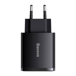 Baseus Compact szybka ładowarka sieciowa 2x USB / USB Typ C 30W 3A Power Delivery Quick Charge czarny (CCXJ-E01)