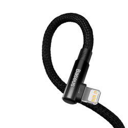 Baseus MVP 2 Elbow kątowy kabel przewód Power Delivery z bocznym wtykiem USB Typ C / Lightning 2m 20W czarny (CAVP000301)