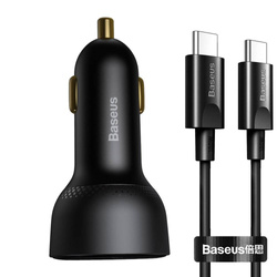 Baseus Superme szybka ładowarka samochodowa USB / USB Typ C 100W PPS Quick Charge Power Delivery + kabel USB Typ C 100W (20V/5A) 1m czarny (TZCCZX-01)