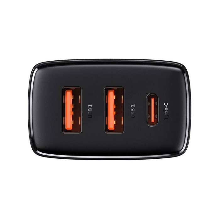 Baseus Compact szybka ładowarka sieciowa 2x USB / USB Typ C 30W 3A Power Delivery Quick Charge czarny (CCXJ-E01)