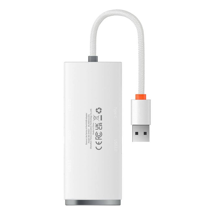 Baseus Lite Series wielofunkcyjny HUB 4w1 USB - 4x USB 3.2 gen. 1 25 cm biały (WKQX030002)