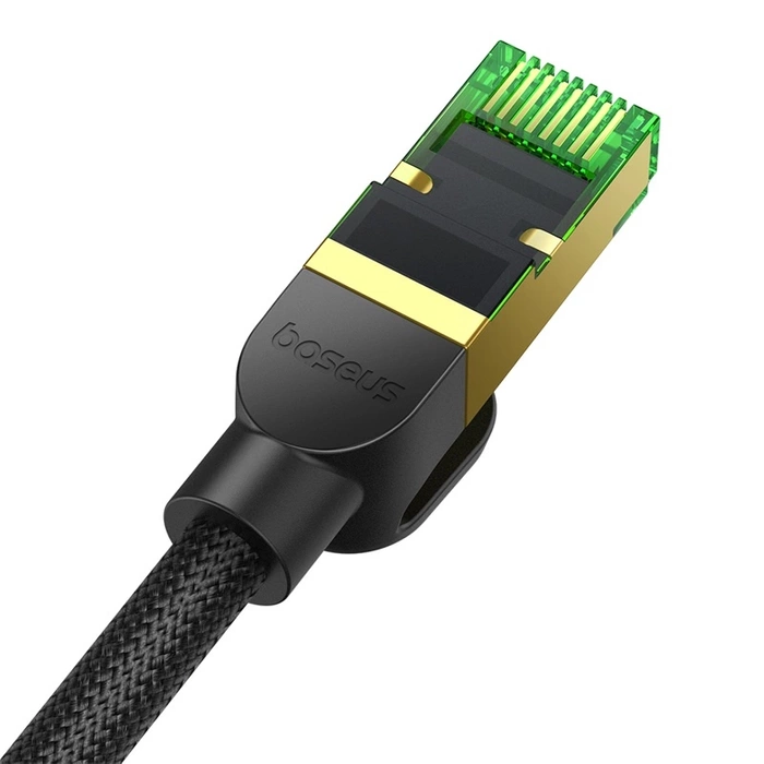 Kabel sieciowy w oplocie kat. 8 Baseus Ethernet RJ45, 40Gbps, 2m (czarny)