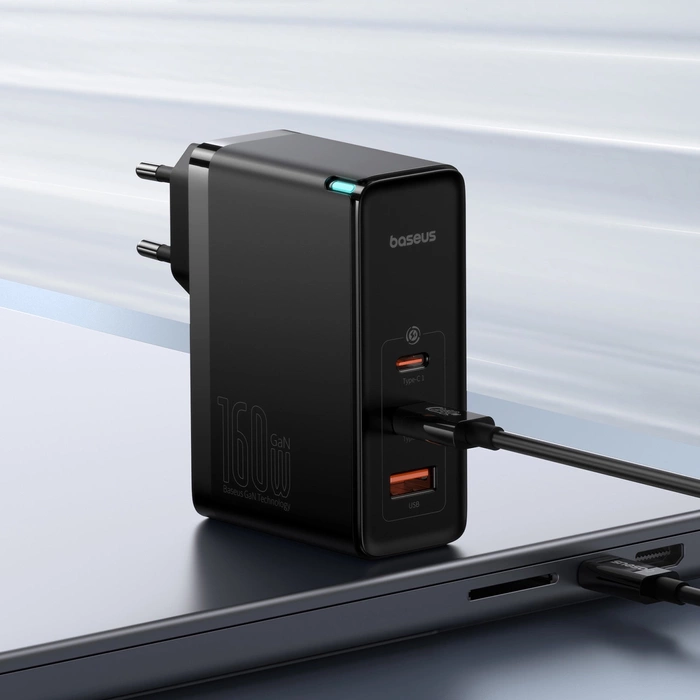 Ładowarka sieciowa Baseus GaN5 Pro 2 x USB-C + USB, 160W (czarna)