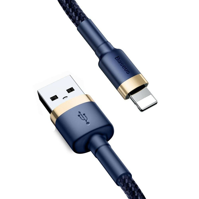 Baseus Cafule Cable wytrzymały nylonowy kabel przewód USB / Lightning QC3.0 1.5A 2M niebieski (CALKLF-CV3)