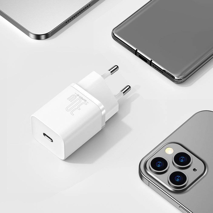 Baseus Super Si 1C szybka ładowarka USB Typ C 30W Power Delivery Quick Charge biały (CCSUP-J02)