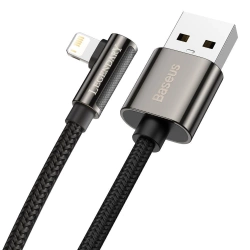 [PO ZWROCIE] Baseus Legendary kątowy nylonowy kabel przewód USB - Lightning dla graczy 2,4A 1m czarny (CALCS-01)