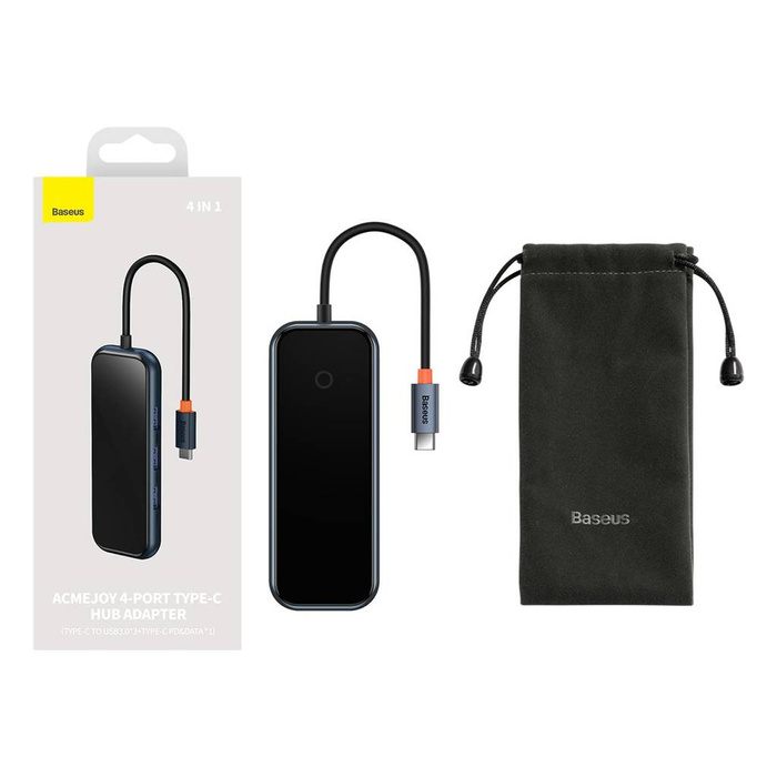 Baseus AcmeJoy 6-portowa stacja dokująca HUB (USB-C do USB-C PD&Data/2xUSB3.0/USB2.0/HDMI/RJ45) ciemnoszary (WKJZ01313)