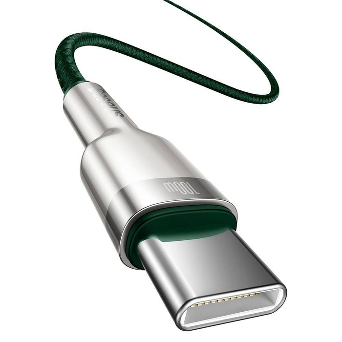 Baseus Cafule Metal Data kabel USB Typ C - USB Typ C 100 W (20 V / 5 A) Power Delivery 2 m zielony (CATJK-D06)