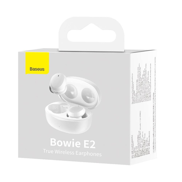 Baseus Bowie E2 bezprzewodowe słuchawki TWS Bluetooth 5.2 wodoodporne IP55 biały (NGTW090002)