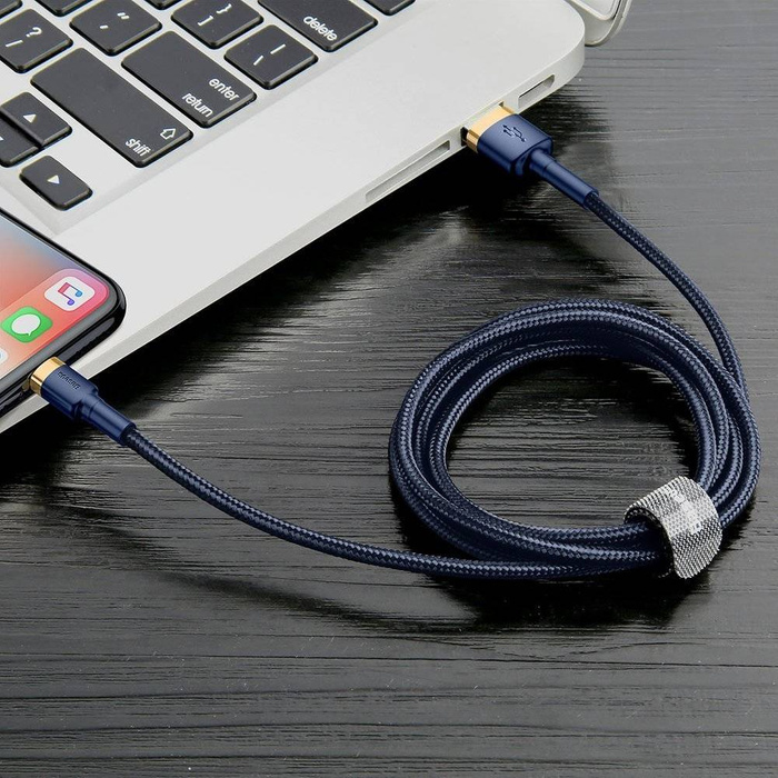 Baseus Cafule Cable wytrzymały nylonowy kabel przewód USB / Lightning QC3.0 1.5A 2M niebieski (CALKLF-CV3)