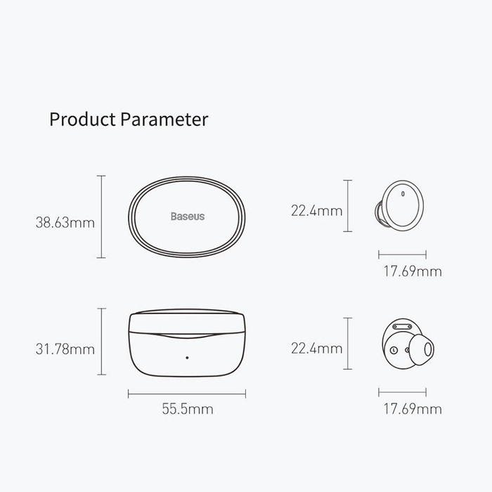 Baseus Bowie E2 bezprzewodowe słuchawki TWS Bluetooth 5.2 wodoodporne IP55 biały (NGTW090002)