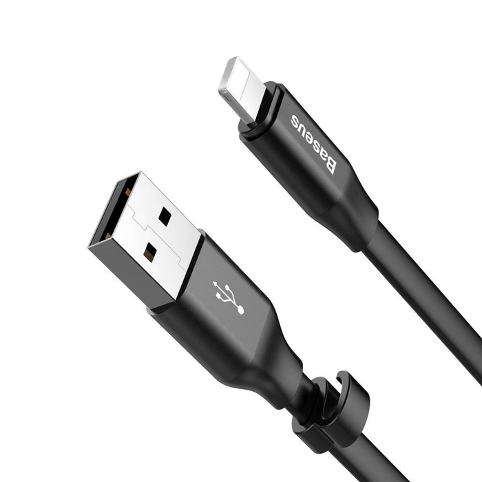 Baseus Nimble płaski kabel przewód USB / Lightning z uchwytem 2A 0,23M czarny (CALMBJ-B01)