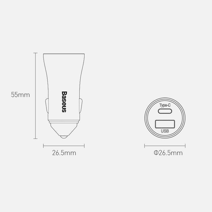 Baseus Golden Contactor Pro szybka ładowarka samochodowa USB Typ C / USB 40 W Power Delivery 3.0 Quick Charge 4+ SCP FCP AFC niebieski (CCJD-03)