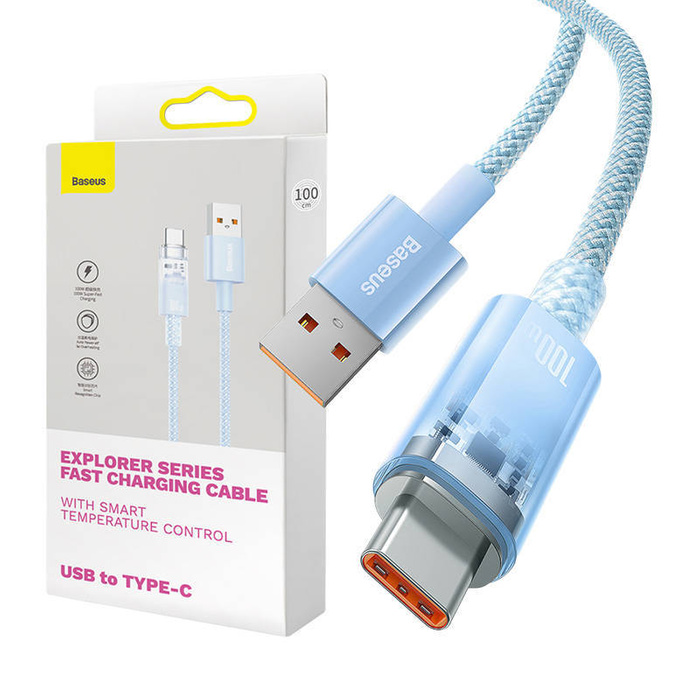 Kabel szybkiego ładowania Baseus USB do USB-C 6A,1m (Niebieski)