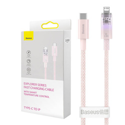 Kabel szybko ładujący Baseus USB-C do Lightning Explorer Series 1m, 20W (różowy)