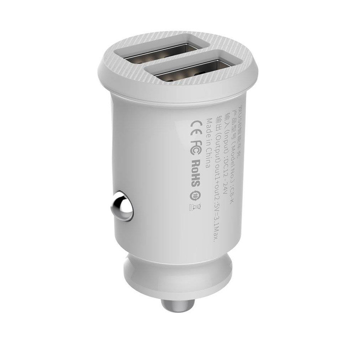 Baseus Grain Car Charger mini ładowarka samochodowa 2x USB 3.1A biały (CCALL-ML02)