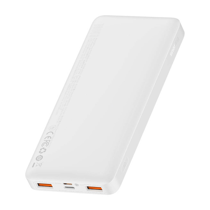 Baseus Bipow powerbank z szybkim ładowaniem 10000mAh 20W biały (Overseas Edition) + kabel USB-A - Micro USB 0.25m biały (PPBD050502)