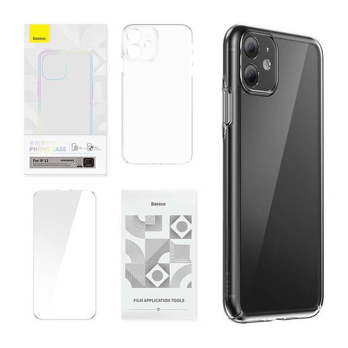 Etui Baseus Crystal Series Clear do iPhone 11 (przeźroczyste) +szkło hartowane +zestaw czyszczący