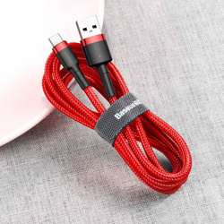 [PO ZWROCIE] Baseus Cafule Cable wytrzymały nylonowy kabel przewód USB / USB-C QC3.0 2A 2M czerwony (CATKLF-C09)