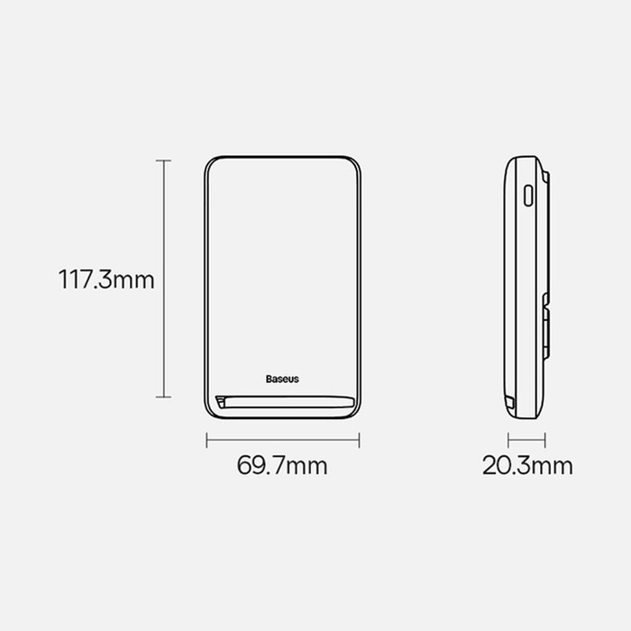 Baseus Magnetic Bracket powerbank z bezprzewodowym ładowaniem MagSafe 10000mAh 20W Overseas Edition niebieski (PPCX000203) + kabel USB Typ C Baseus Xiaobai Series 60W 0,5m