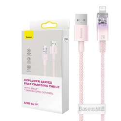 Kabel szybko ładujący Baseus USB-A do Lightning Explorer Series 2m, 2.4A (różowy)