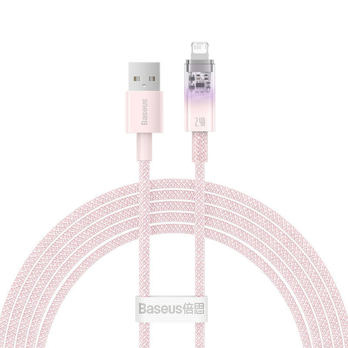 Kabel szybko ładujący Baseus USB-A do Lightning Explorer Series 2m, 2.4A (różowy)