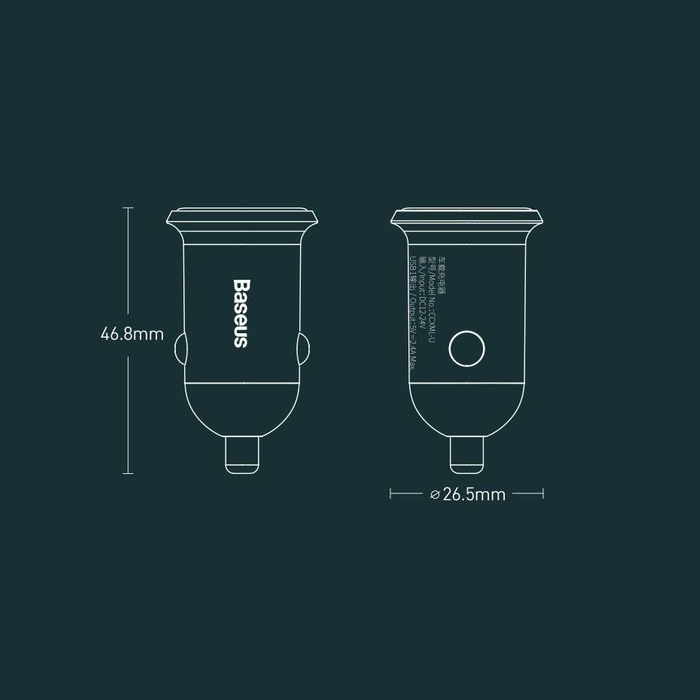 [PO ZWROCIE] Baseus Grain Pro ładowarka samochodowa 2x USB 4,8 A czarny (CCALLP-01)