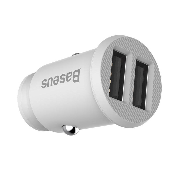 Baseus Grain Car Charger mini ładowarka samochodowa 2x USB 3.1A biały (CCALL-ML02)