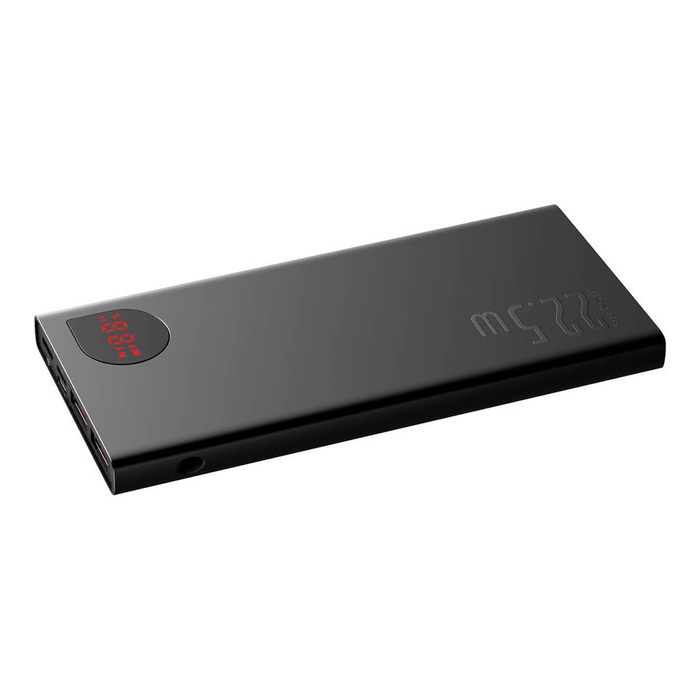 Baseus Adaman Metal powerbank z szybkim ładowaniem 10000mAh 22.5W (Overseas Edition 2021) czarny + kabel USB-A - USB-C 3A 0.3m czarny