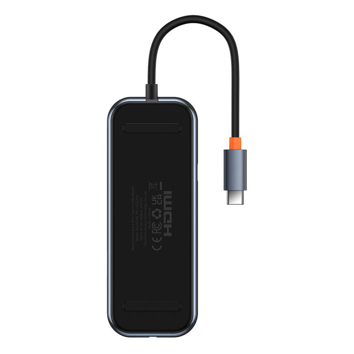 Baseus AcmeJoy HUB 4-Portowy USB-C do 1xUSB-C / 4xUSB3.0 ciemnoszary