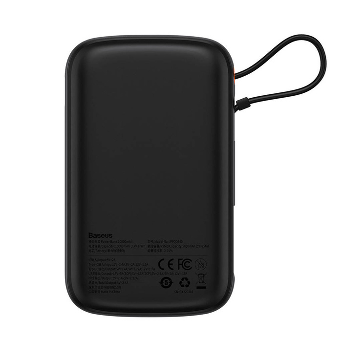 Powerbank 10000mAh 20W Baseus Qpow Pro Overseas Edition + kabel USB C 3A - czarny