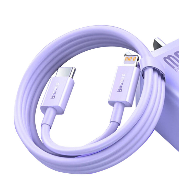 Kabel do szybkiego ładowania / transferu danych USB-C - Lightning PD 20W 1m Baseus Superior Series - fioletowy