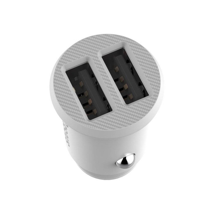 Baseus Grain Car Charger mini ładowarka samochodowa 2x USB 3.1A biały (CCALL-ML02)