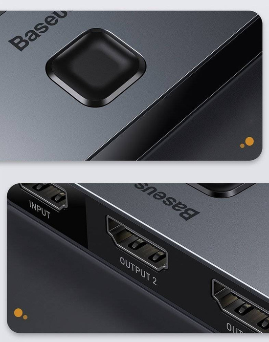 Baseus dwukierunkowy przełącznik rozdzielacz splitter switcher HDMI - 2x HDMI 4K / 30 Hz szary (CAHUB-BC0G)