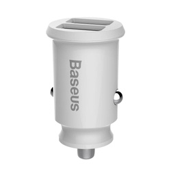 Baseus Grain Car Charger mini ładowarka samochodowa 2x USB 3.1A biały (CCALL-ML02)