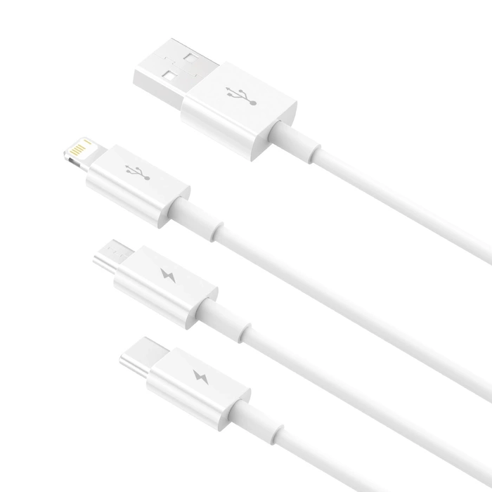 Kabel szybkiego ładowania Baseus Superior Data USB do M+L+C 3.5A 0.5M(White)