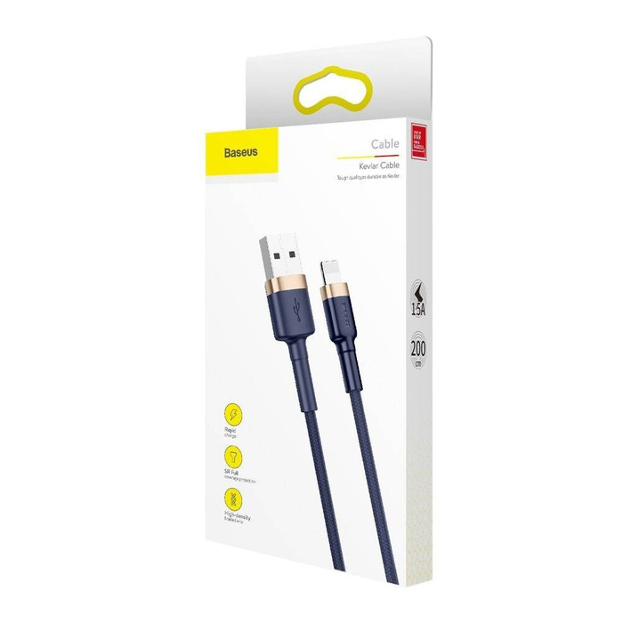 Baseus Cafule Cable wytrzymały nylonowy kabel przewód USB / Lightning QC3.0 1.5A 2M niebieski (CALKLF-CV3)