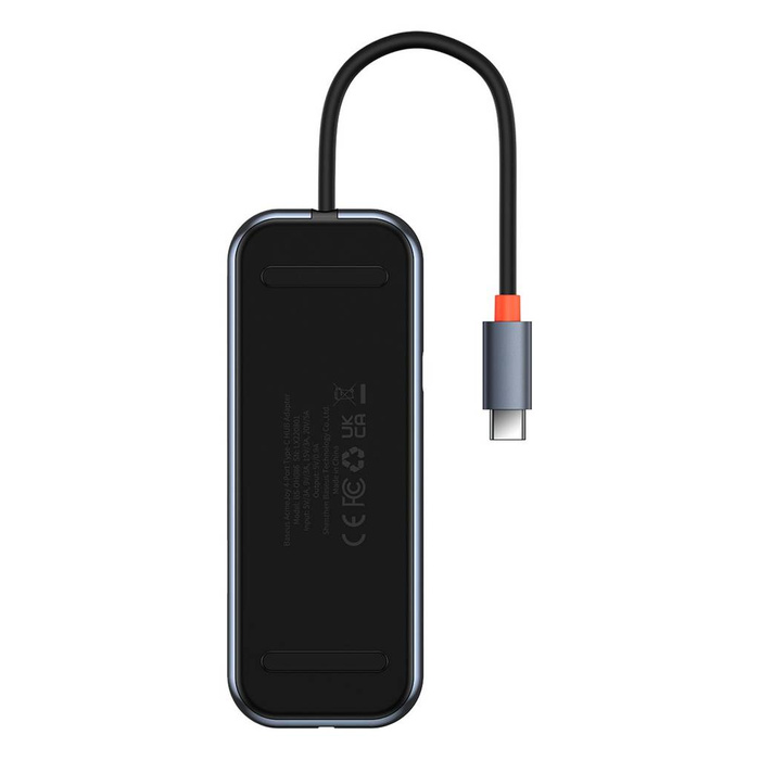 Baseus AcmeJoy 6-portowa stacja dokująca HUB (USB-C do USB-C PD&Data/2xUSB3.0/USB2.0/HDMI/RJ45) ciemnoszary (WKJZ01313)