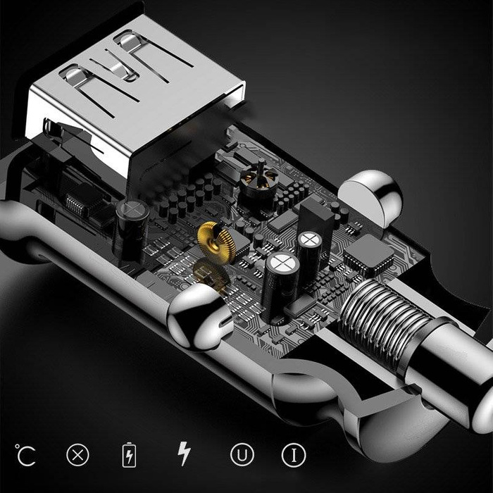 Baseus Grain Car Charger mini ładowarka samochodowa 2x USB 3.1A biały (CCALL-ML02)