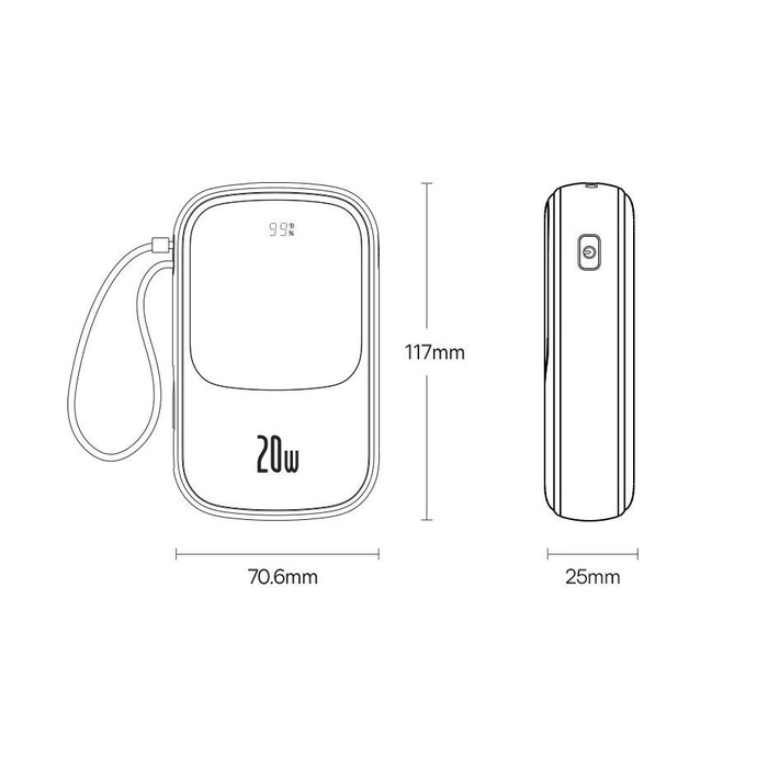 Powerbank 10000mAh 20W Baseus Qpow Pro Overseas Edition + kabel USB C 3A - czarny