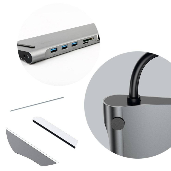 Baseus Enjoyment wielofunkcyjna stacja dokująca do notebooka laptopa MacBooka podstawka HUB adapter 10w1 (CATSX-F0G)