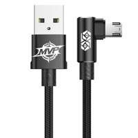 Baseus MVP Elbow Type dwustronny kątowy kabel przewód z bocznym wtykiem micro USB 2m 1.5A czarny (CAMMVP-B01)