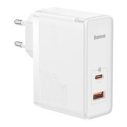 Baseus GaN5 Pro szybka uniwersalna ładowarka sieciowa GaN USB Typ C / USB 100W PD3.0, QC4.0+, AFC biały (CCGP090202)