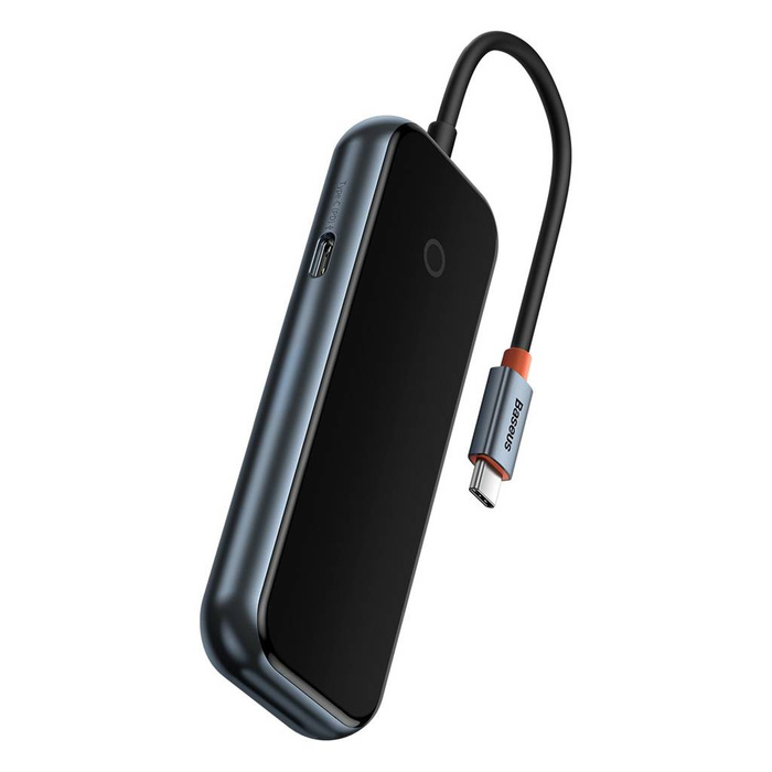 Baseus AcmeJoy 6-portowa stacja dokująca HUB (USB-C do USB-C PD&Data/2xUSB3.0/USB2.0/HDMI/RJ45) ciemnoszary (WKJZ01313)